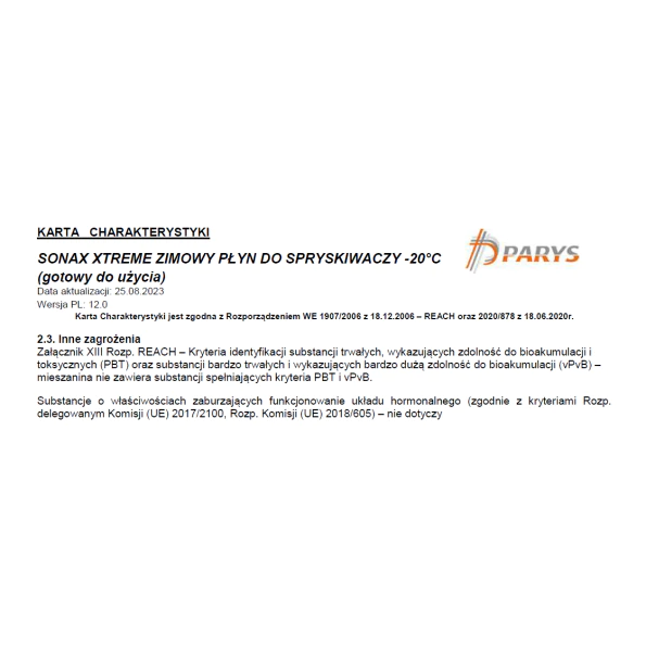  SONAX Xtreme Zimowy Płyn Do Spryskiwaczy 1L 
